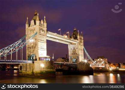 London River Thames and Tower Bridge Landmark of England United Kingdom at Dusk