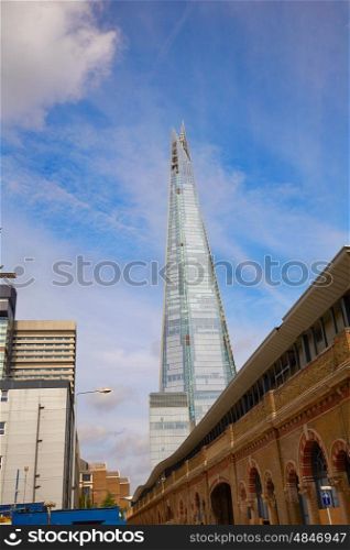 London shard view from Southwark old brick buildings in England