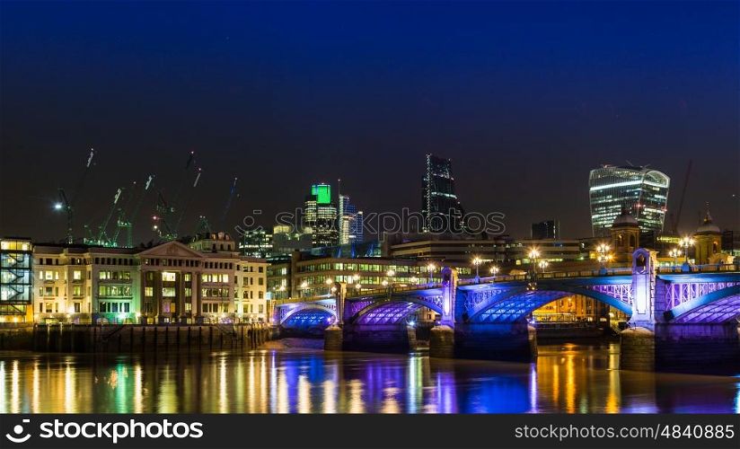 London skyline at night. London skyline at night.