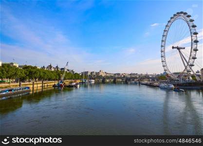 London Skyline from Thames river in England