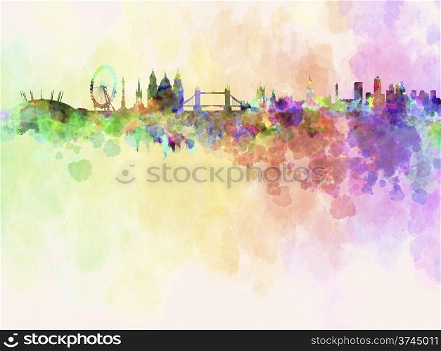 London skyline in watercolor background. London skyline in watercolor background with clipping path