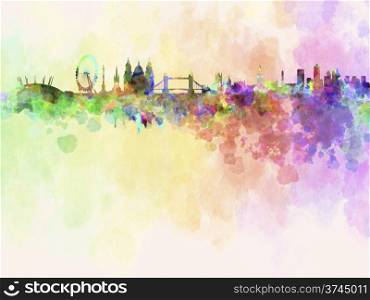 London skyline in watercolor background. London skyline in watercolor background with clipping path