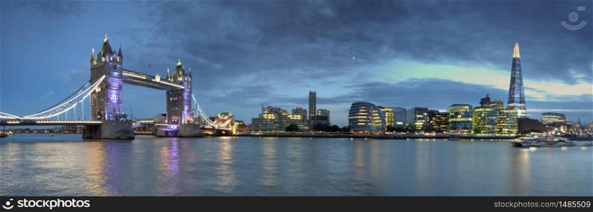London skyline on the thames in blue hour