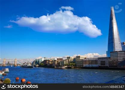 London skyline Shard on Thames river in UK