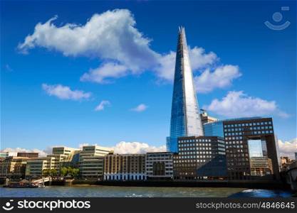 London skyline Shard on Thames river in UK