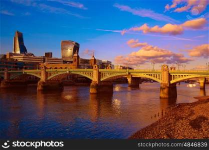 London Southwark bridge in Thames river UK