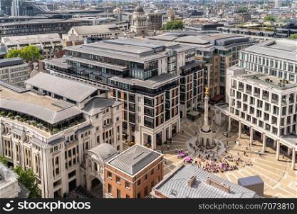 London stock exchange building at Paternoster Square next to St Paul&rsquo;s Cathedral in the City of London, England