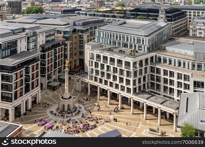 London stock exchange building at Paternoster Square next to St Paul’s Cathedral in the City of London, England