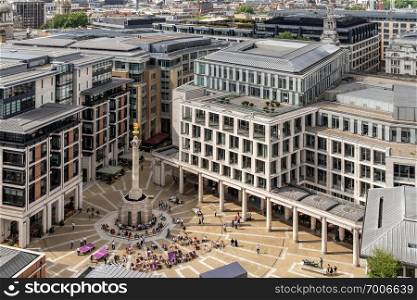 London stock exchange building at Paternoster Square next to St Paul’s Cathedral in the City of London, England