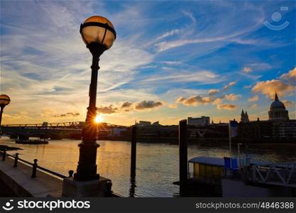 London sunset skyline with St Pauls in UK at dusk