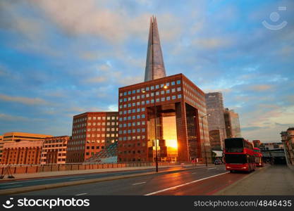 London The Shard building at sunset in England