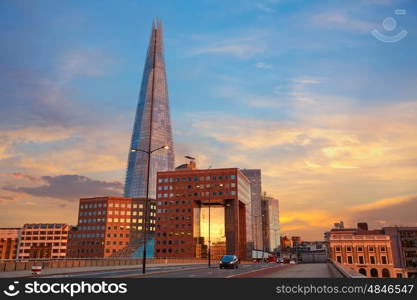 London The Shard building at sunset in England