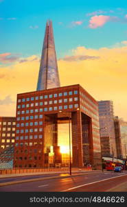 London The Shard building at sunset in England