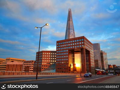 London The Shard building at sunset in England