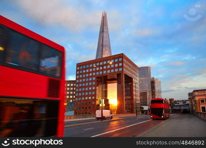 London The Shard building at sunset in England