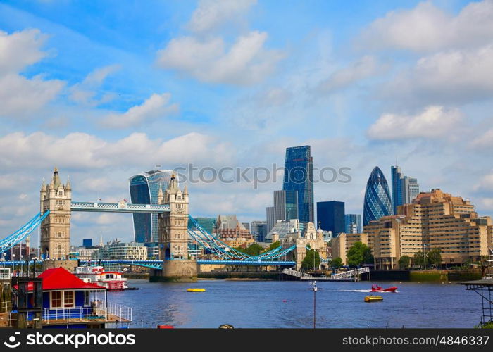 London Tower Bridge on Thames river in England