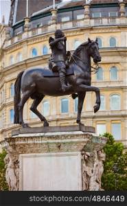 London Trafalgar Square King Charles I statue in UK england