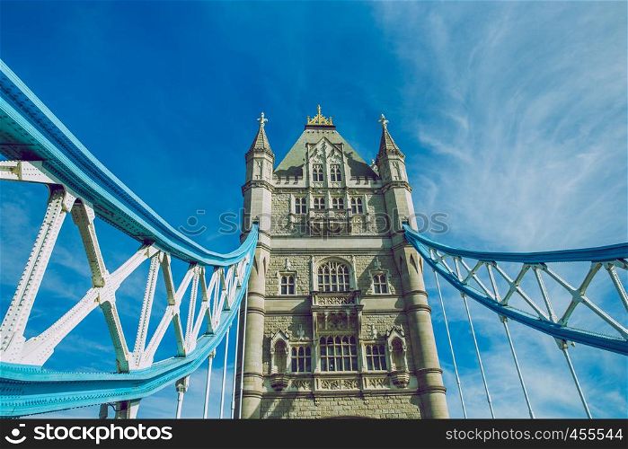 London, UK, 2017, Street view and bridge. City, streets and nature. It's a travel photo, when I walk around UK.
