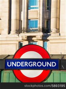 London underground symbol on street