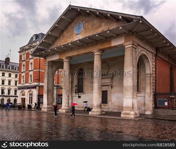 LONDON, UNITED KINGDOM - OCTOBER 6, 2014: Saint Paul's Church in Covent Garden, London. St Paul's Church, also known as the Actors' Church is designed by Inigo Jones in 1631.