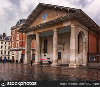 LONDON, UNITED KINGDOM - OCTOBER 6, 2014: Saint Paul's Church in Covent Garden, London. St Paul's Church, also known as the Actors' Church is designed by Inigo Jones in 1631.