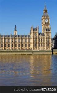 London view, Big Ben, Parliament and river Thames