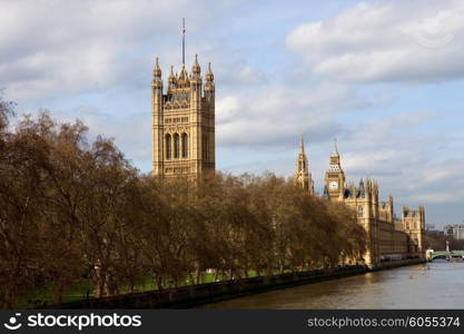 London view, Big Ben, Parliament, bridge and river Thames