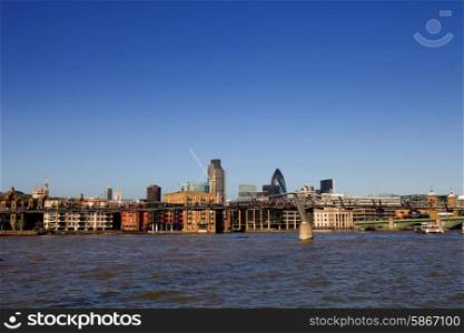 London view, river thames and modern bridge