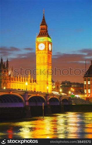 London with the Clock Tower and Houses of Parliament at night