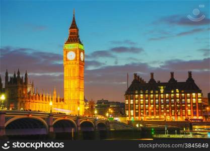 London with the Clock Tower and Houses of Parliament at night
