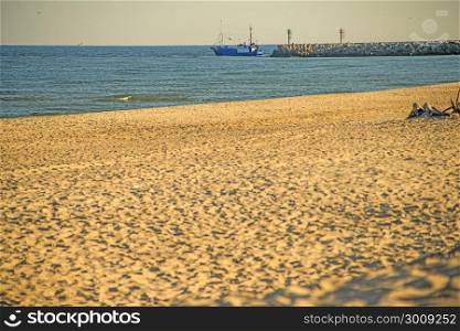 lonesome beach of the Baltic Sea in Poland, Ustka