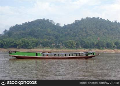 Long boat on the river in Laos