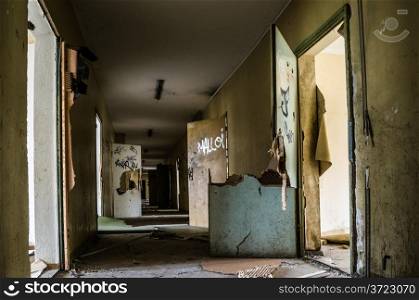 Long corridor. Long corridor in an old abandoned building
