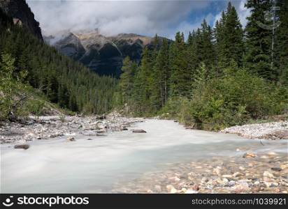 Long exposure image of an river in the Yoho National Park, British Columbia, Canada