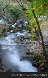 long exposure in a river at autumn time
