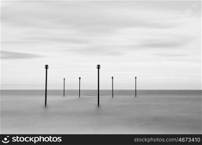 Long exposure minimalist seascape black and white image