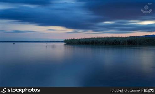 Long exposure picture from the lake Balaton of Hungary at the evening