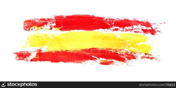 Long flag of Spain by brush strokes isolated on the white background