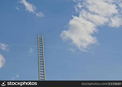 long golden ladder reaching up into the sky