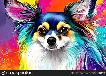 Long Haired Chihuahua dog of different colors. Generative AI