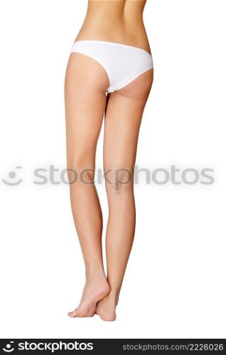 Long pretty woman legs, isolated on white background. Long pretty woman legs isolated on white