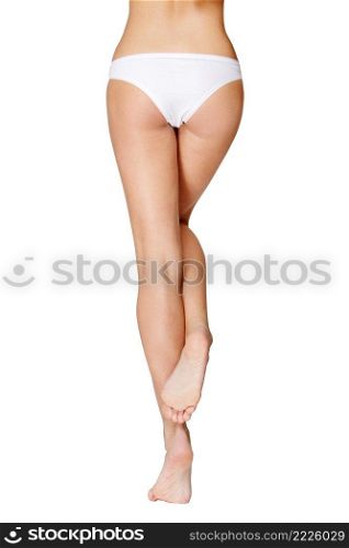 Long pretty woman legs, isolated on white background. Long pretty woman legs isolated on white