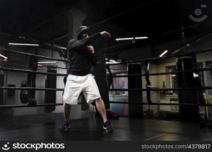 long shot man sportswear training boxing ring