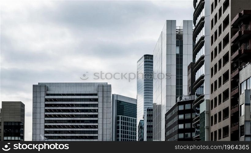 long view modern skyscrapers office buildings. High resolution photo. long view modern skyscrapers office buildings. High quality photo