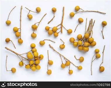 Longan isolated on white background. Top view
