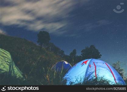 LongExposure Camping on the top of the mountain under the sky star