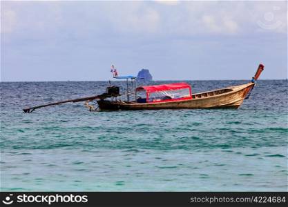 Longtail traditional thai boat at the sea