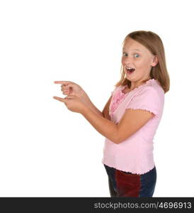 look at this a young girl pointing to something exciting