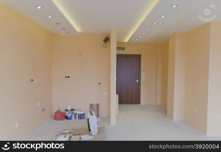 Look of renovating freshly painted room with modern LED lighting