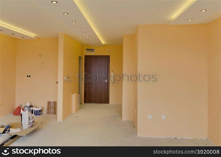 Look of renovating freshly painted room with modern LED lighting